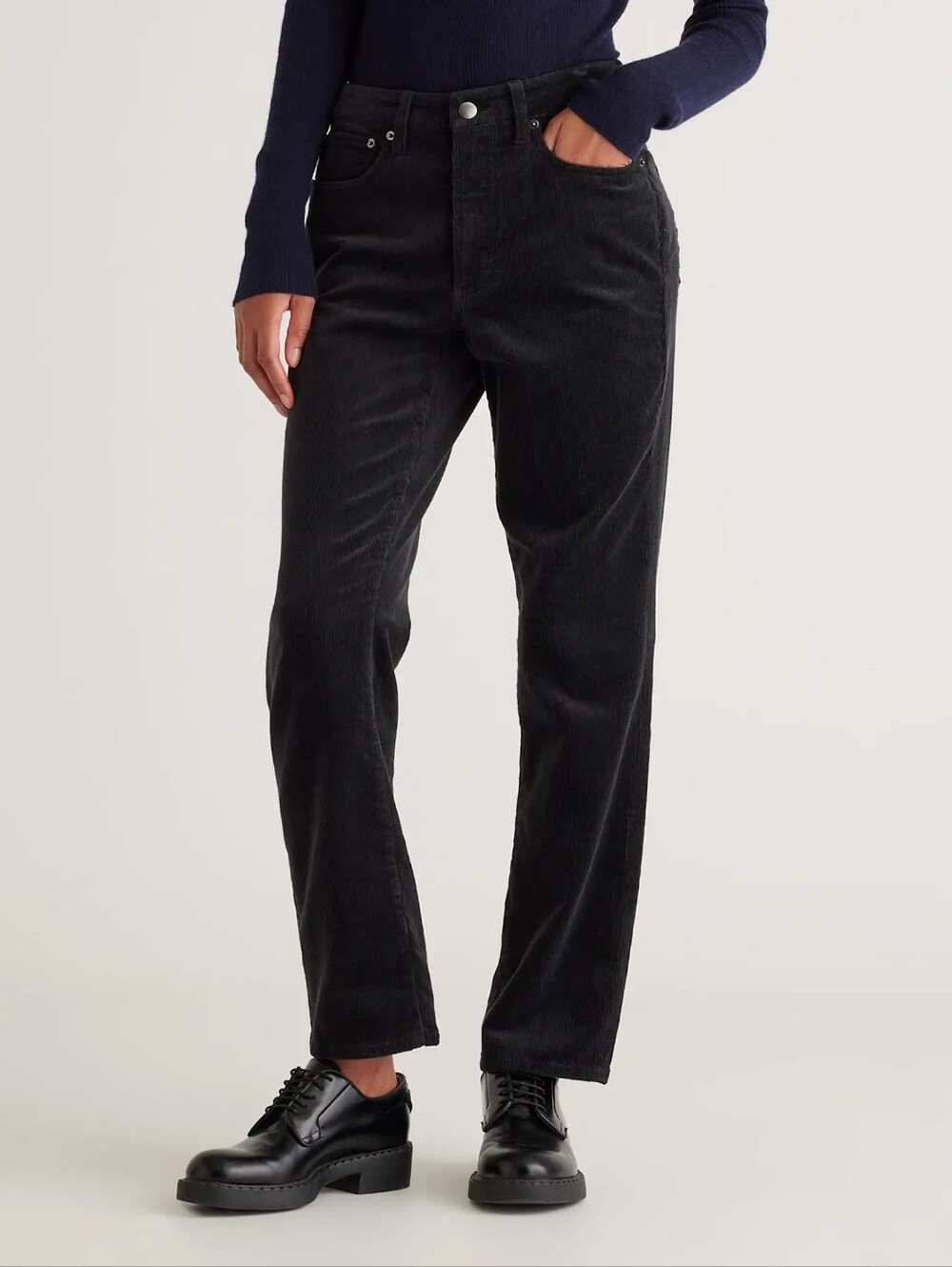 Quince Organic Stretch Corduroy Size 10 Black New